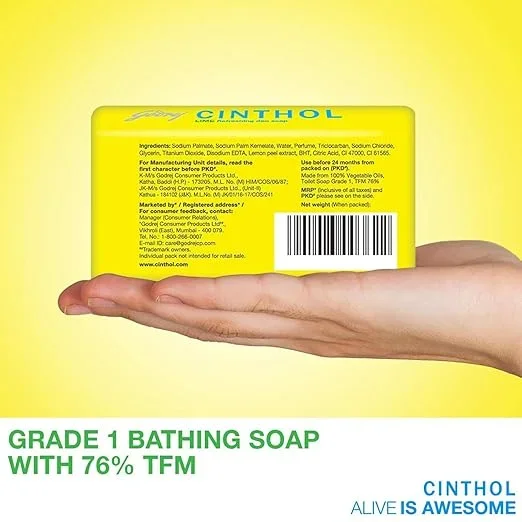 Cinthol Lime Bath Soap, 100g Lemony Deo Fragrance Suitable for All Skin Types image 3