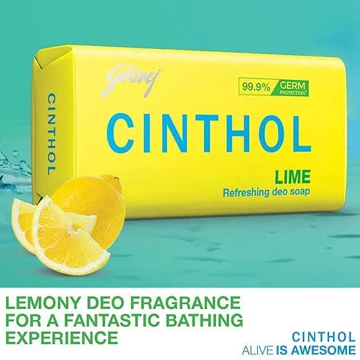 Cinthol Lime Bath Soap, 100g Lemony Deo Fragrance Suitable for All Skin Types image 5