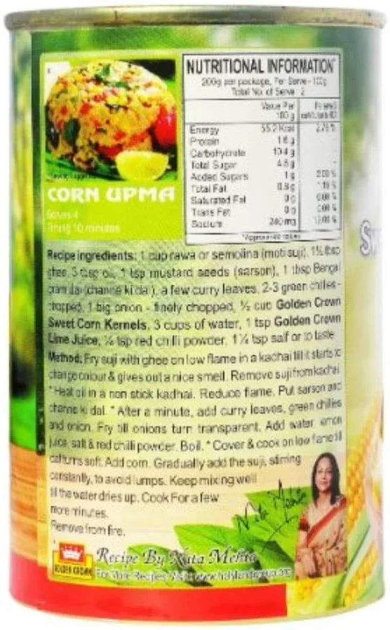 Golden Crown Sweet Corn Kernels In Brine, 400gm, Tin image 2