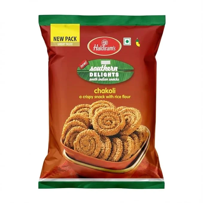 Haldiram's Chakoli, a crispy snack made with rice flour.