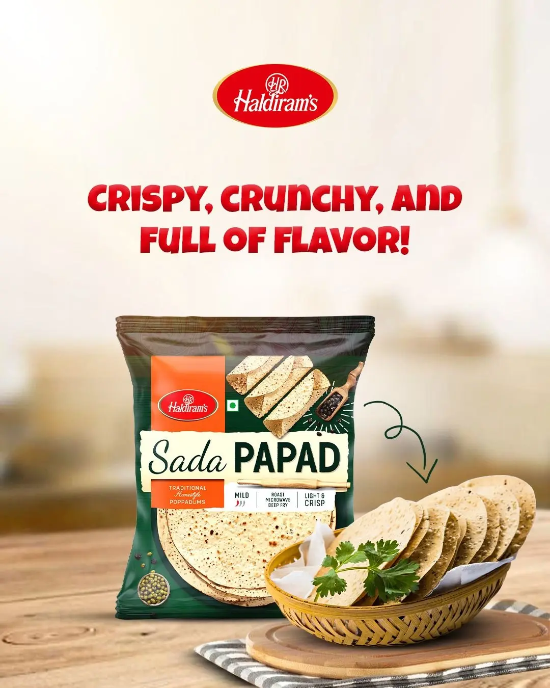 Haldiram's Sada Papad, 200g, rich in protein.