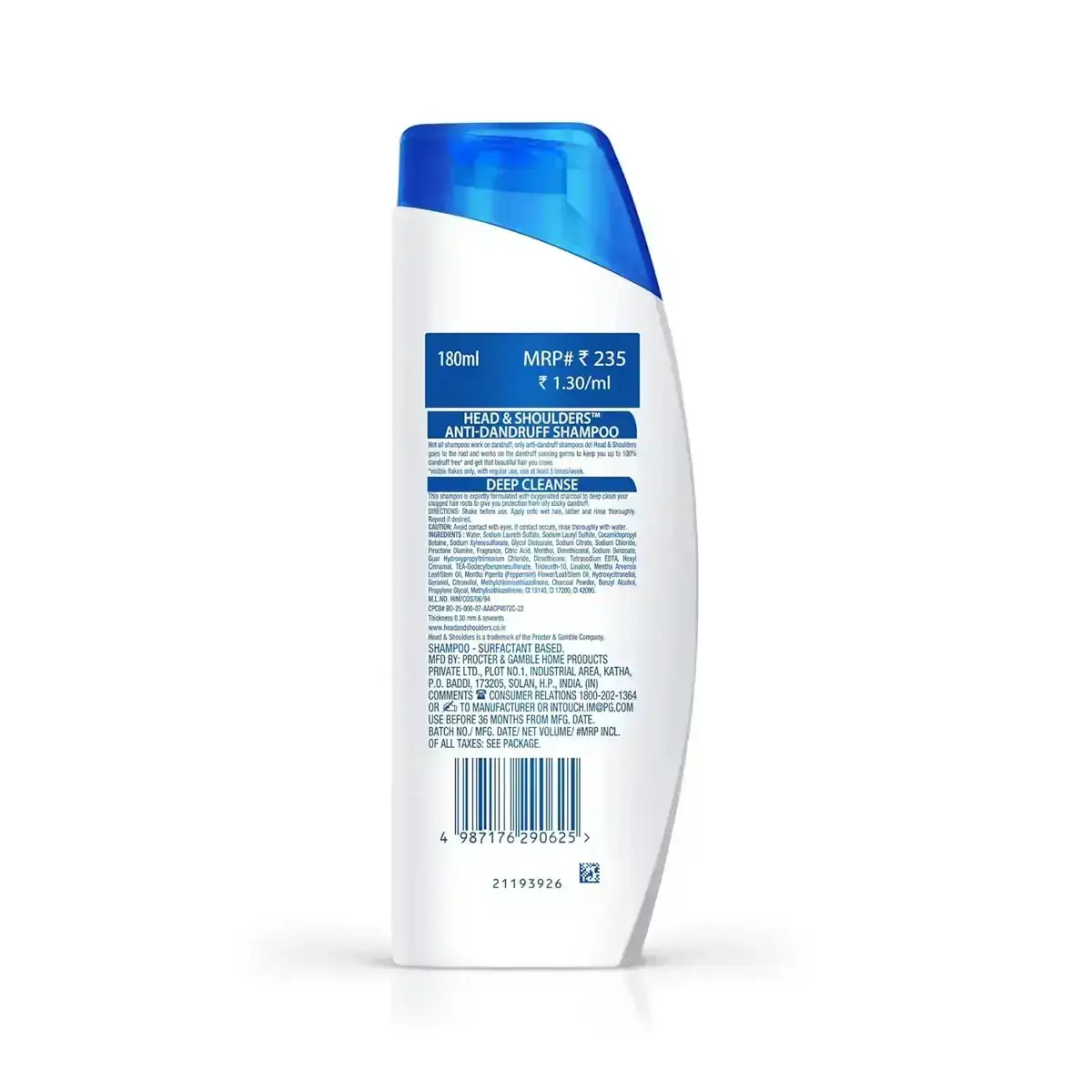 Head & Shoulders Deep Cleanse Anti Dandruff Shampoo, 180ml image 2
