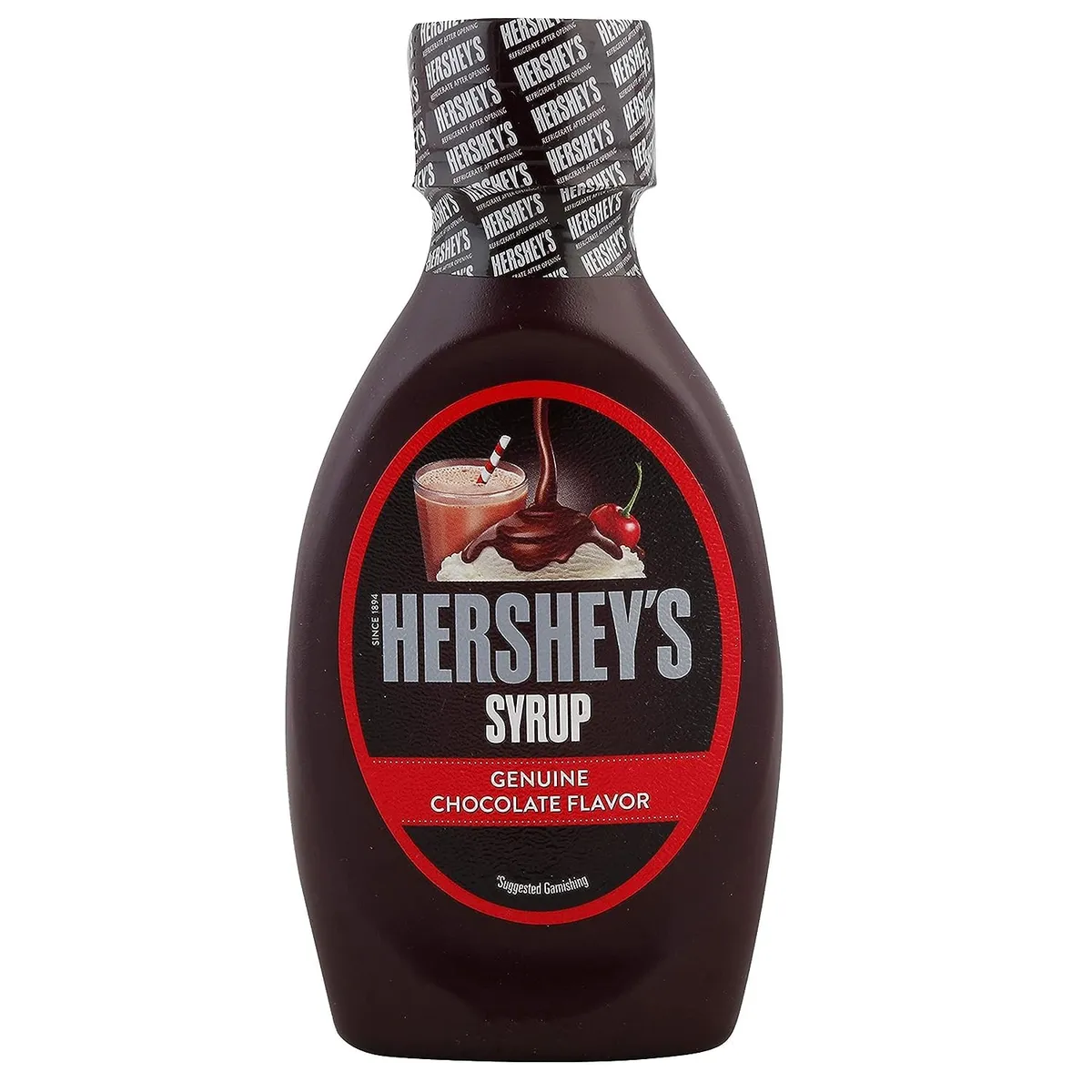 HERSHEY'S Chocolate Flavored Syrup in a bottle