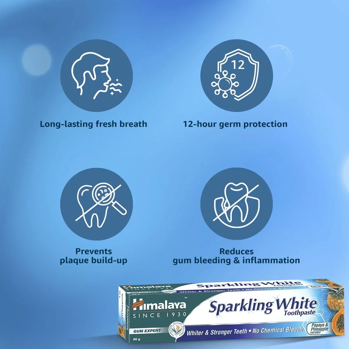 Himalaya Sparkling White Toothpaste | For Whiter & Stronger Teeth, 80gm image 4