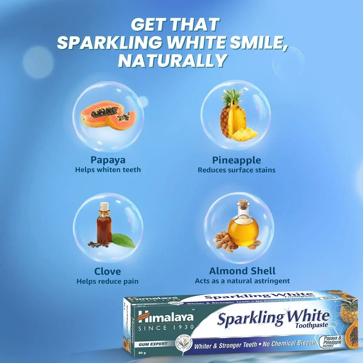 Himalaya Sparkling White Toothpaste | For Whiter & Stronger Teeth, 80gm image 5