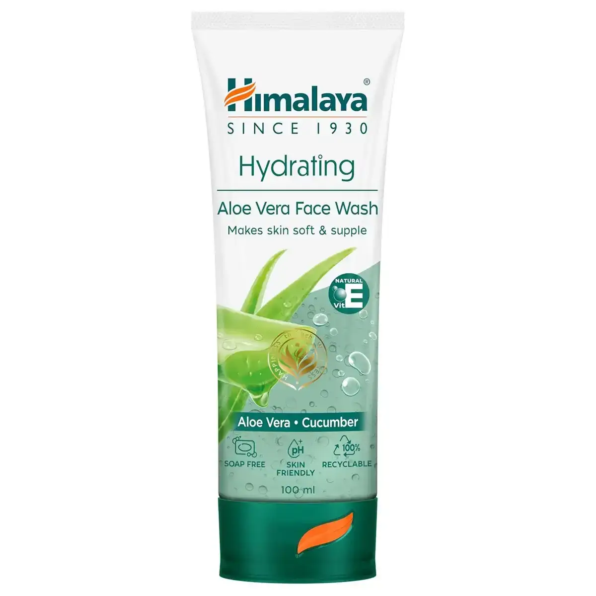 Himalaya Hydrating Aloe Vera Face Wash 100ml. Gentle, soap-free cleanser for refreshed, moisturized skin.