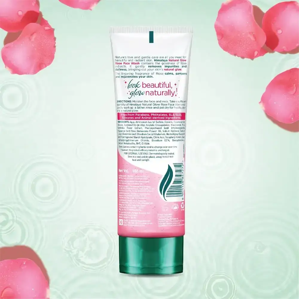 Himalaya Natural Glow Rose Face Wash 100ml + Free 25g Rose Face Cream, Bright & Fresh Skin image 7