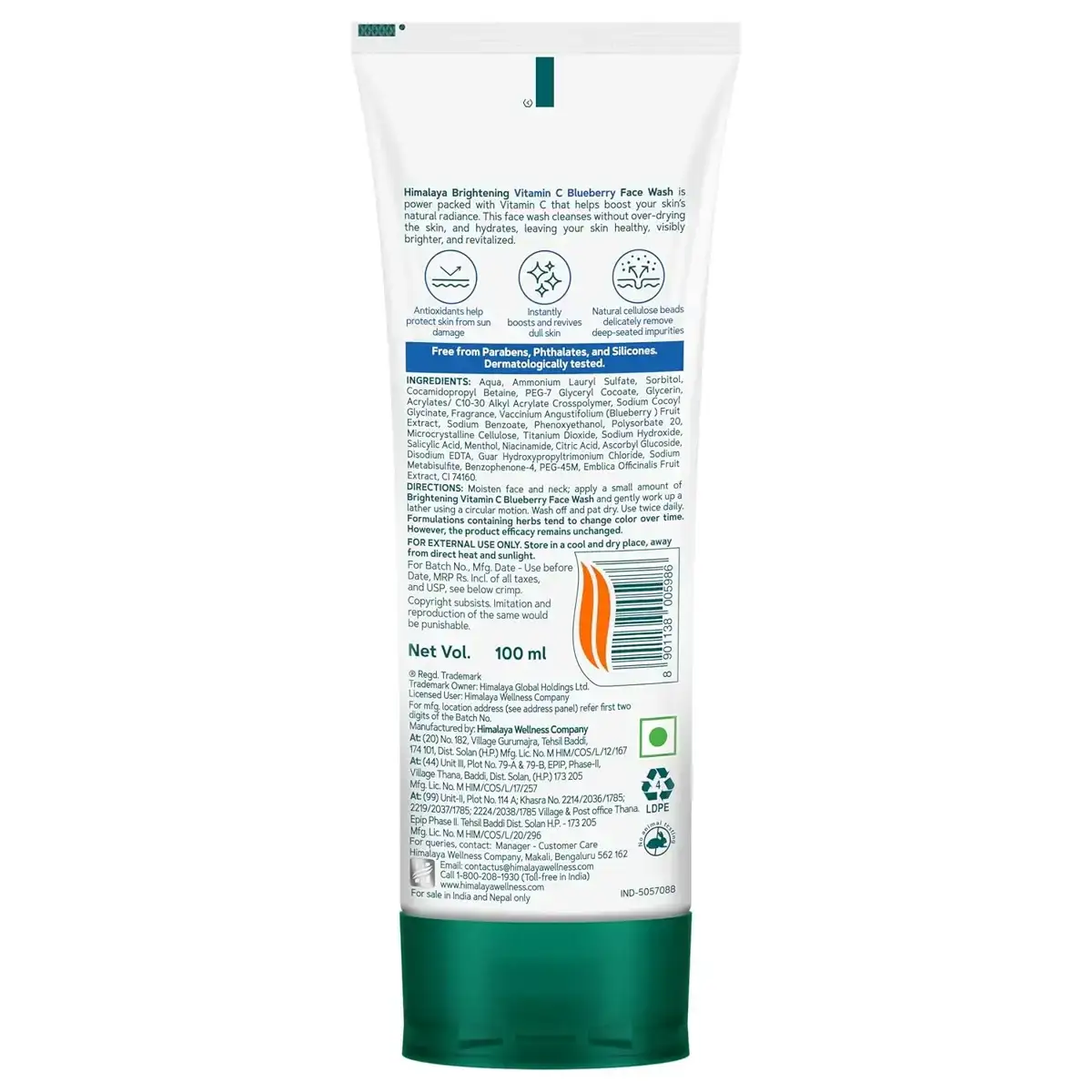 Himalaya Brightening Vitamin C Blueberry Face Wash, 100ml image 2
