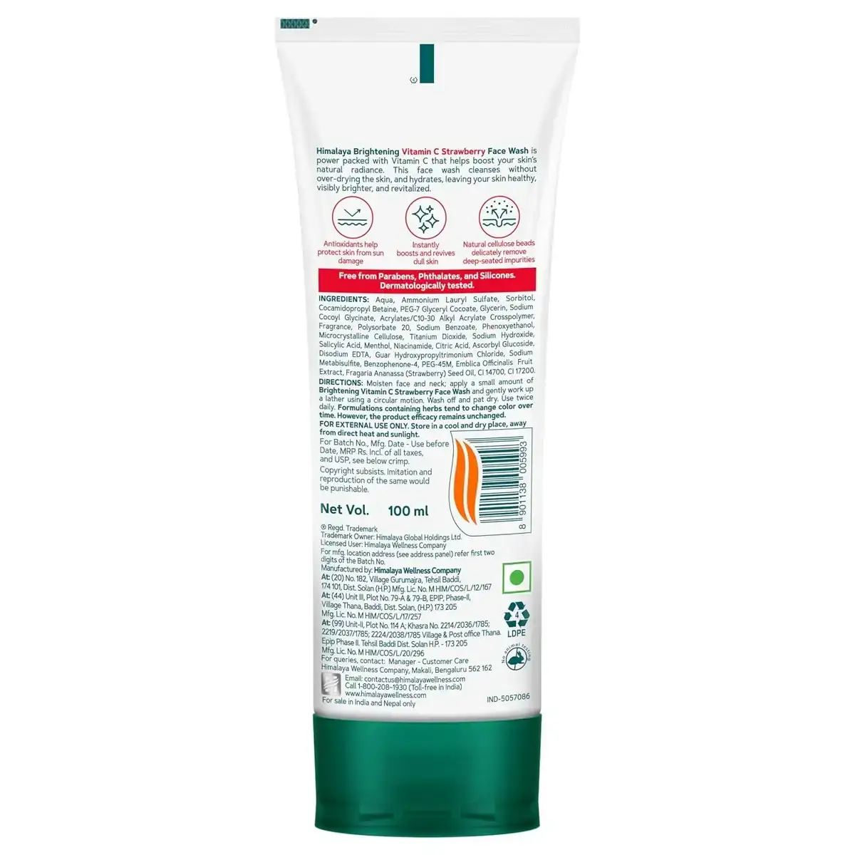 Himalaya Brightening Vitamin C Strawberry Face Wash, 100ml image 2
