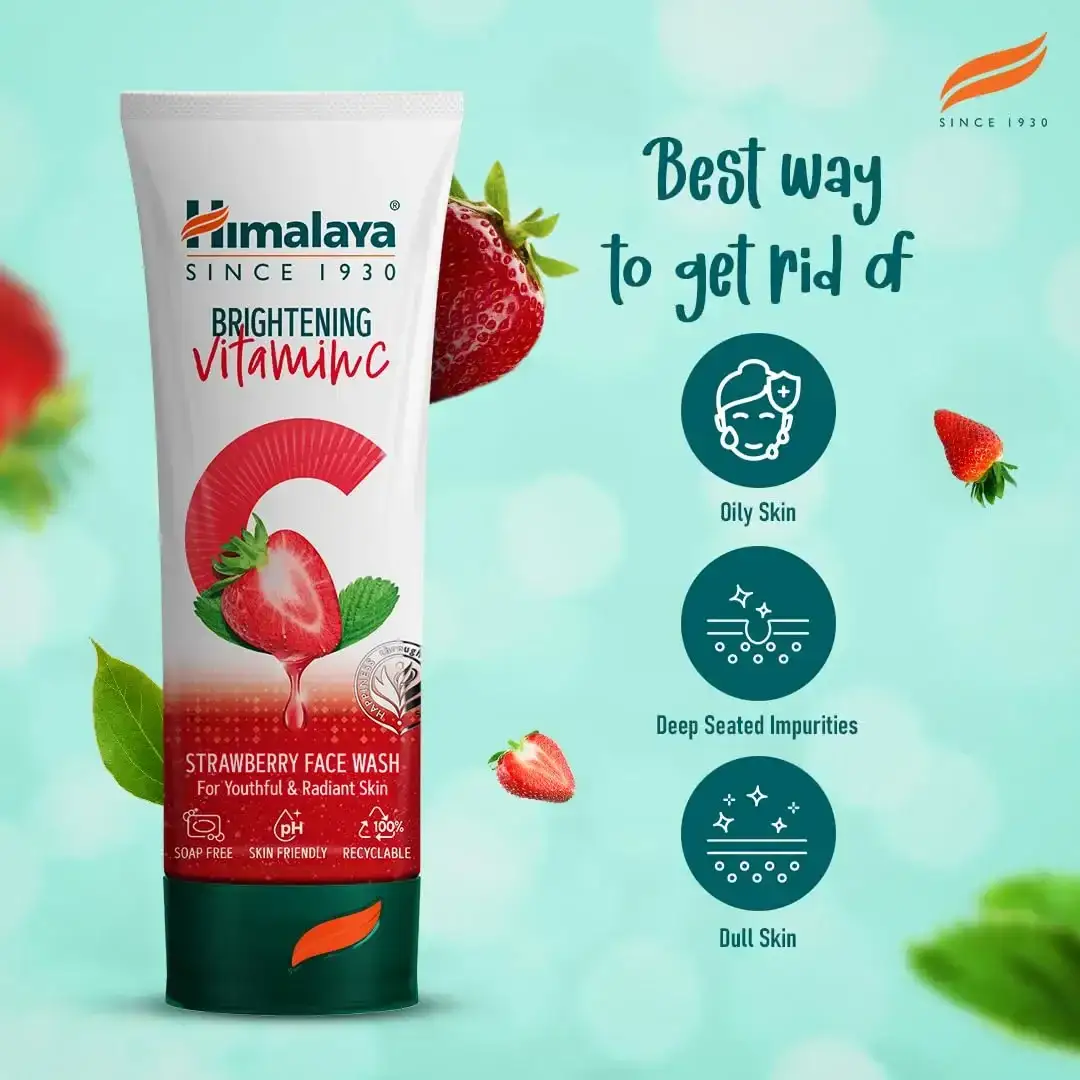 Himalaya Brightening Vitamin C Strawberry Face Wash, 100ml image 5