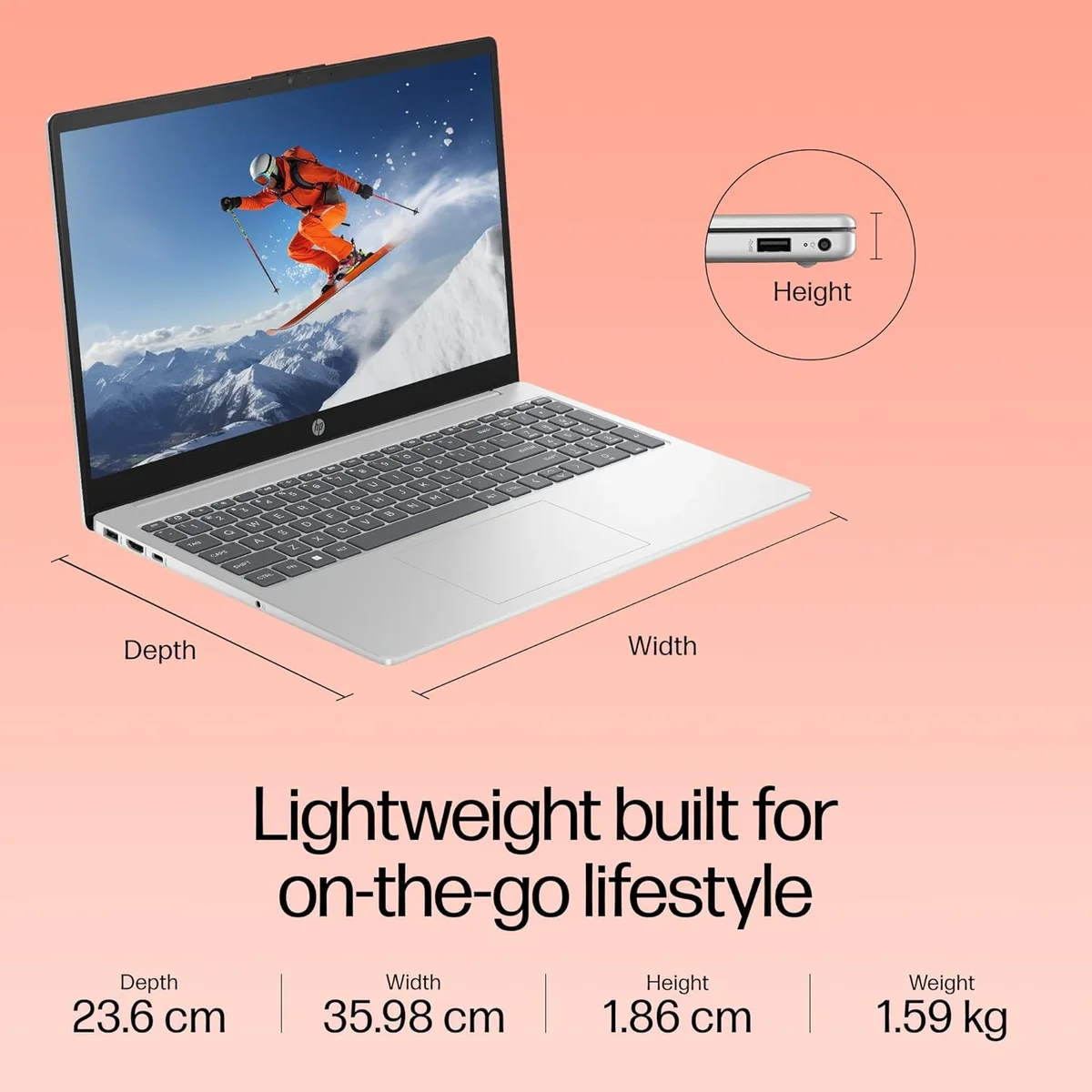 HP 15, Intel Core i5-1334U, 12GB DDR4, 512GB SSD, 15.6''/39.6cm FHD Anti-Glare Micro-Edge, Win 11 Home ,Microsoft Office 365 + Office 2024, Silver, 1.59kg, Iris Xe Graphics, FHD Privacy Shutter Camera, fd0575TU, 1 Year Warrany image 10
