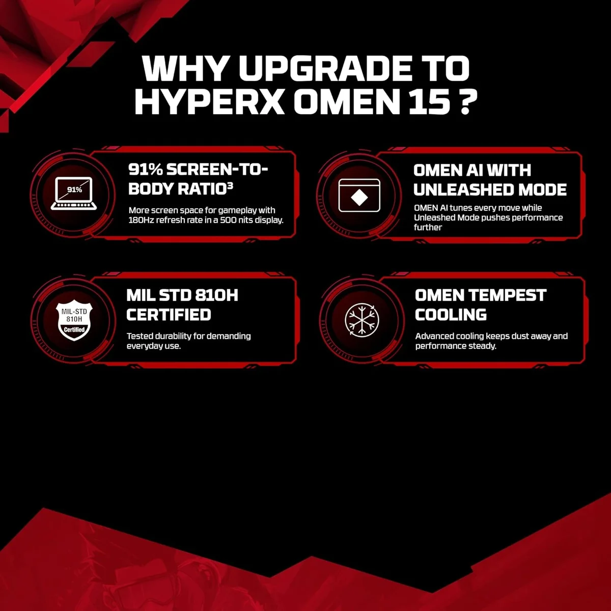 HP Smartchoice HyperX OMEN 15, AMD Ryzen 7 260, 24GB DDR5, 1TB SSD, 8GB-RTX 5050, 15.3''/38.9cm, 180Hz, 2.5K, 500 nits, 3ms RT, Win 11 Home, MS Office 2024, Black, 2.42kg, gb0038AX, 1 Year Warranty, AI Gaming Laptop image 6