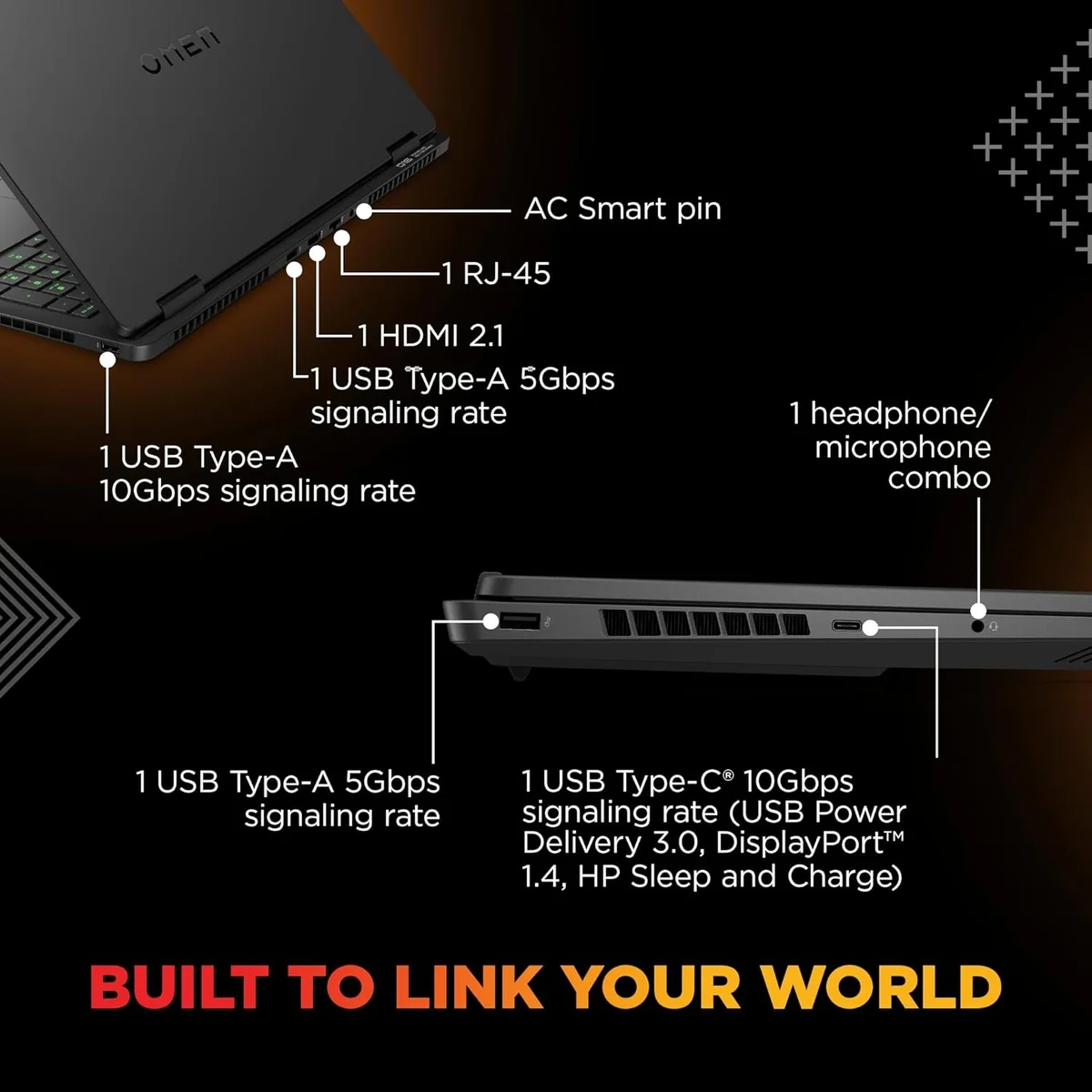 HP Omen, Intel Core Ultra 7 255H, 24GB DDR5, 1TB SSD, 8GB RTX 5060, 16''/40.6cm, 165Hz, 2k WUXGA, 3ms, 400 nits, , Win 11 Home, Microsoft 365* Office 24, Black, 2.42kg, an0015TX, RGB keyboard, Gaming Laptop image 8