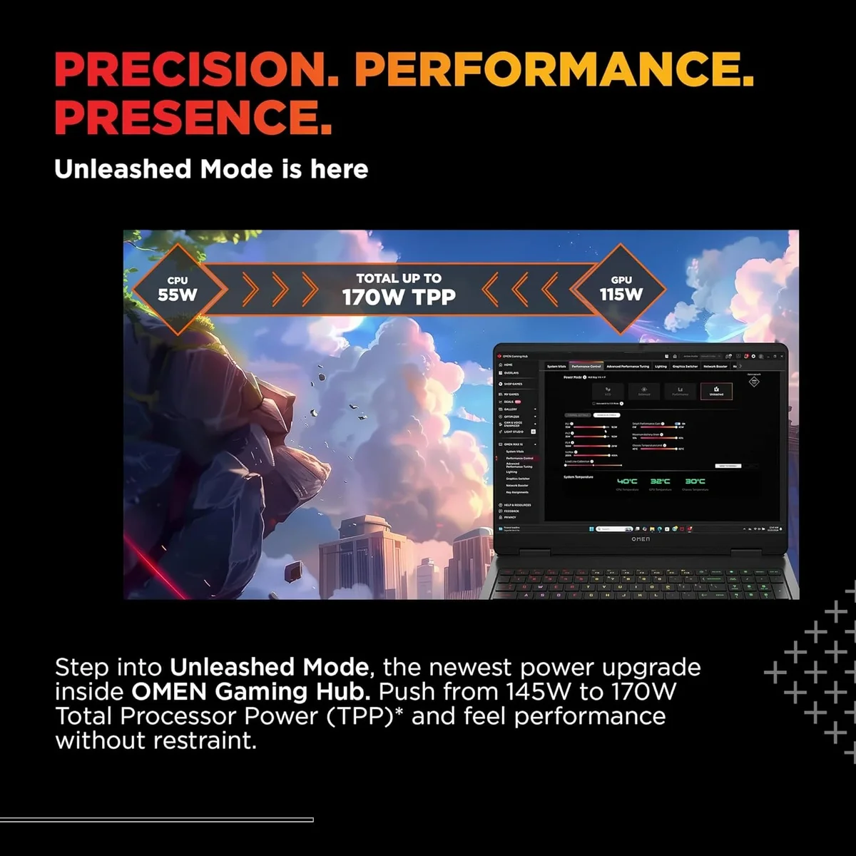 HP Omen, Intel Core Ultra 7 255H, 24GB DDR5, 1TB SSD, 8GB RTX 5050, 2K 16''/40.6cm, IPS, 165Hz, 3ms Response time, Win 11 Home, MS Office 365 *Office 2024, Shadow Black, 2.43kg, RGB Keyboard, am0240tx, 1 Year Warranty, Gaming Laptop image 9