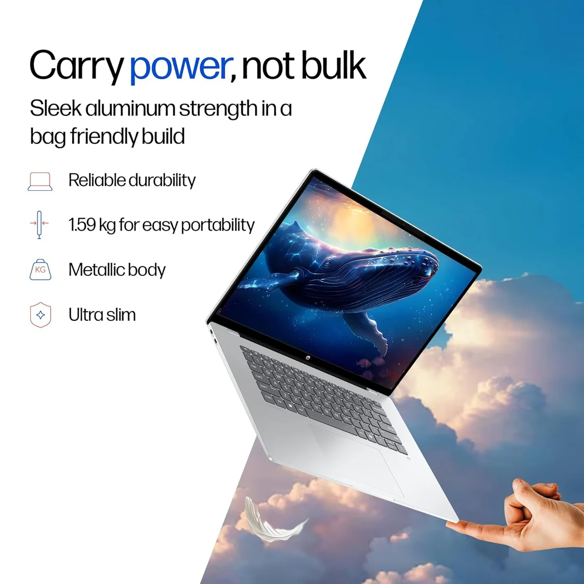 HP Smartchoice Omnibook 5 OLED, Snapdragon X Processor, 16GB LPDDR5x, 1TB SSD, 2K OLED,16''/40.6cm, Win 11 Home, MS Office 365 (1yr) *Office 2024, Glacier Silver, 1.59kg, fb0001QU, 1 Year Warranty, Next-Gen AI Laptop image 3
