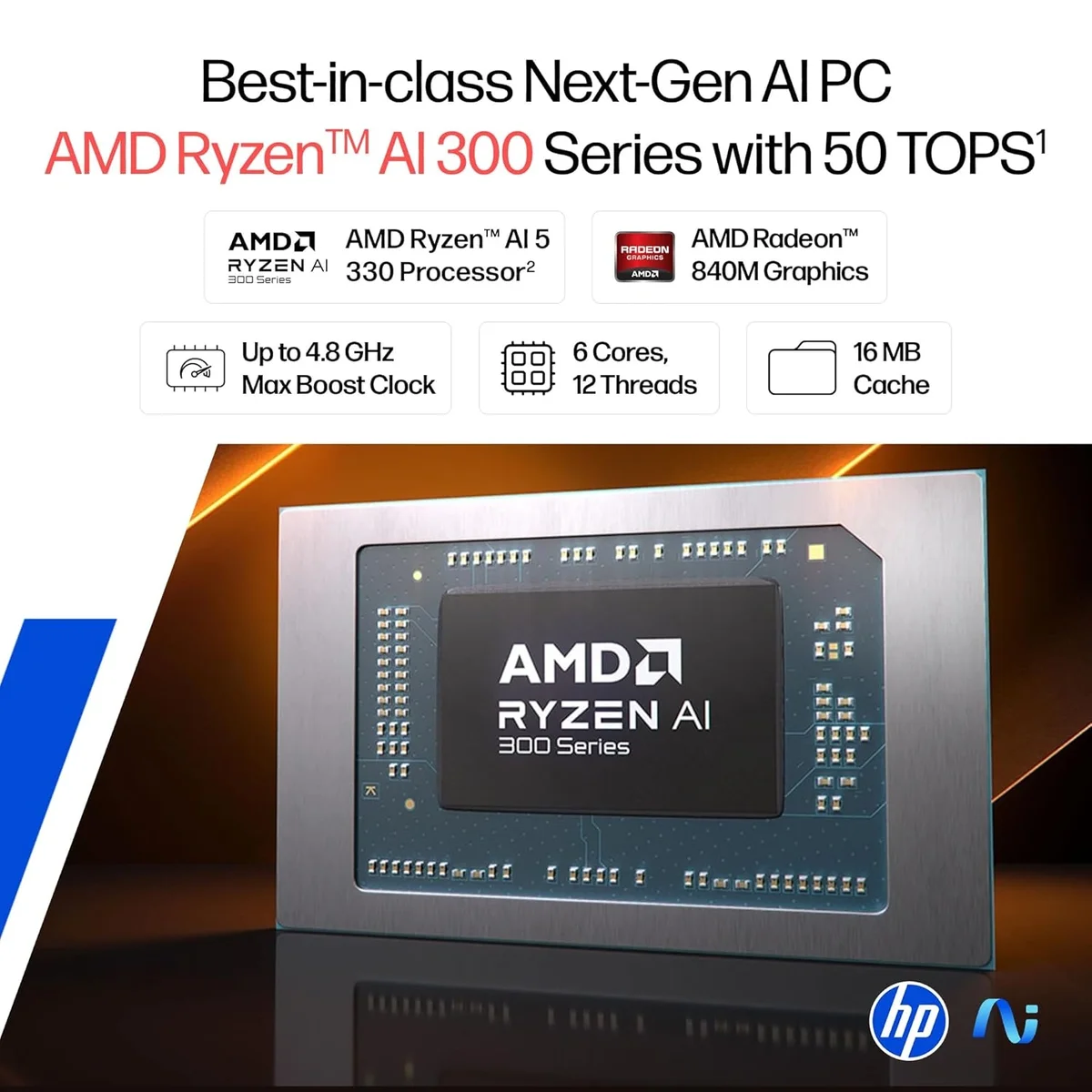 HP OmniBook AMD Ryzen 5 New AI 330 Processor, 24GB DDR5 RAM, 1TB SSD, 15.6''/39.6cm FHD, Anti-Glare, Win 11 Home,MS Office 2024, Silver, 1.7kg, FHD Camera with Shutter, Fingerprint Reador, Backlit KB, fn0074AU, 1 Year Warranty image 6
