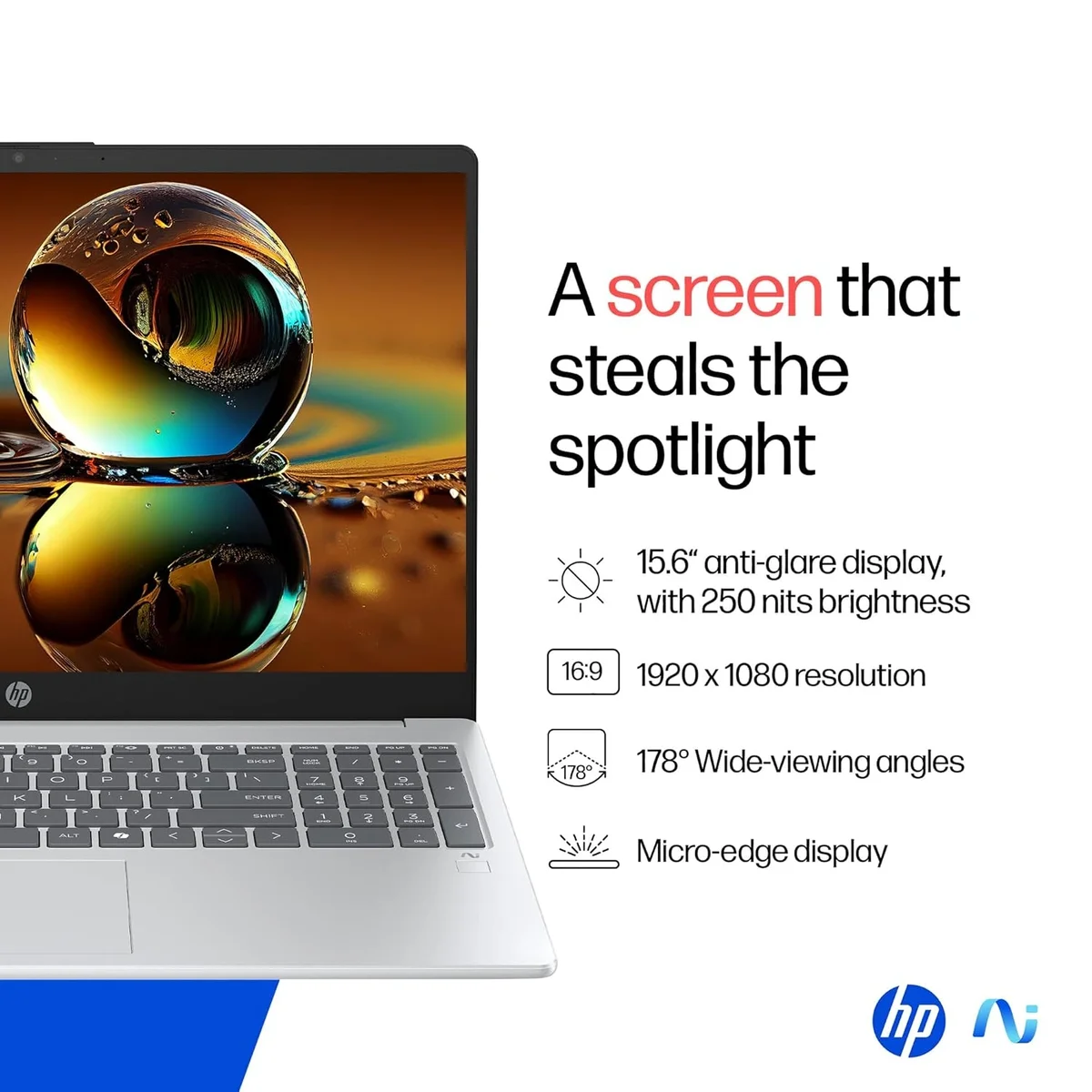 HP OmniBook AMD Ryzen 5 New AI 330 Processor, 24GB DDR5 RAM, 1TB SSD, 15.6''/39.6cm FHD, Anti-Glare, Win 11 Home,MS Office 2024, Silver, 1.7kg, FHD Camera with Shutter, Fingerprint Reador, Backlit KB, fn0074AU, 1 Year Warranty image 8