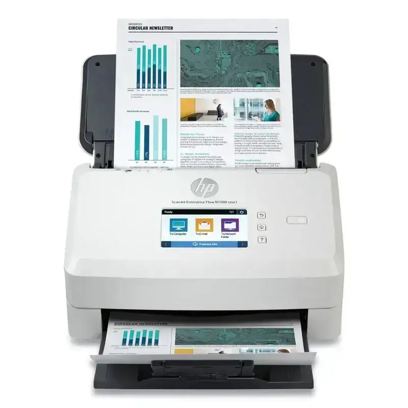 HP ScanJet Enterprise Flow N7000 snw1 A4 ADF Scanner: 75 PPM, 512 MB, USB 3.0, Ethernet, and Wireless. 