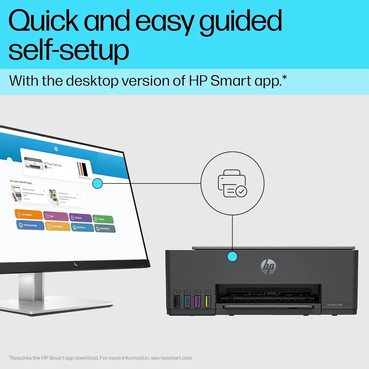 HP Smart Tank 524 All-in-One Colour Printer – Print, Scan & Copy | USB Connectivity | Up to 4800 × 1200 dpi Print Resolution | Print,Scan & Copy for Home/Office image 3