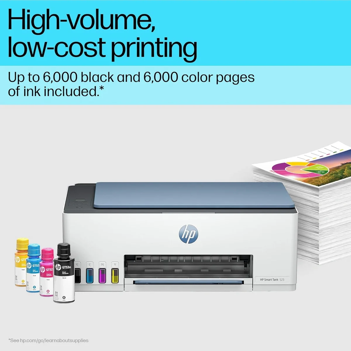HP Smart Tank 525 All-in-One Colour Printer – Print, Scan & Copy | USB Connectivity | Up to 4800 × 1200 dpi Print Resolution | Print,Scan & Copy for Home/Office image 2