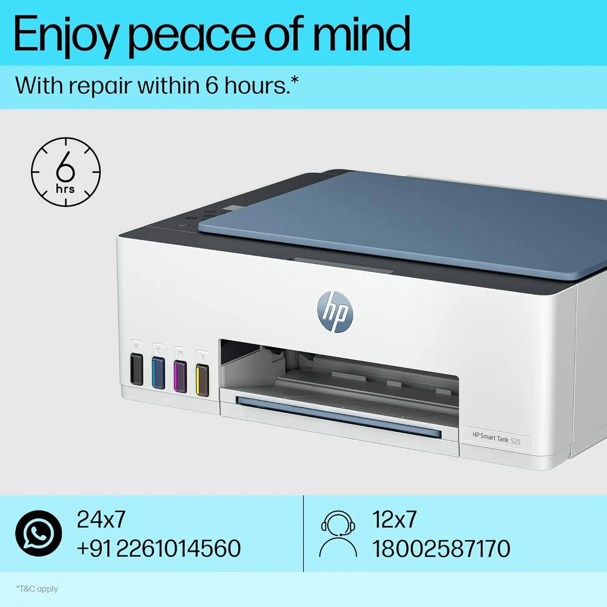 HP Smart Tank 525 All-in-One Colour Printer – Print, Scan & Copy | USB Connectivity | Up to 4800 × 1200 dpi Print Resolution | Print,Scan & Copy for Home/Office image 4