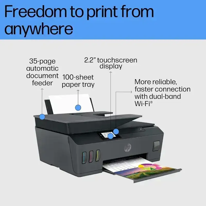 HP Smart Tank 530 A4 Inkjet Colour Multifunction Printer | 11 PPM (Black) and 5 PPM (Color) | 256 MB | USB, Wi-Fi | Print, Scan & Copy | 1 Year Warranty image 3