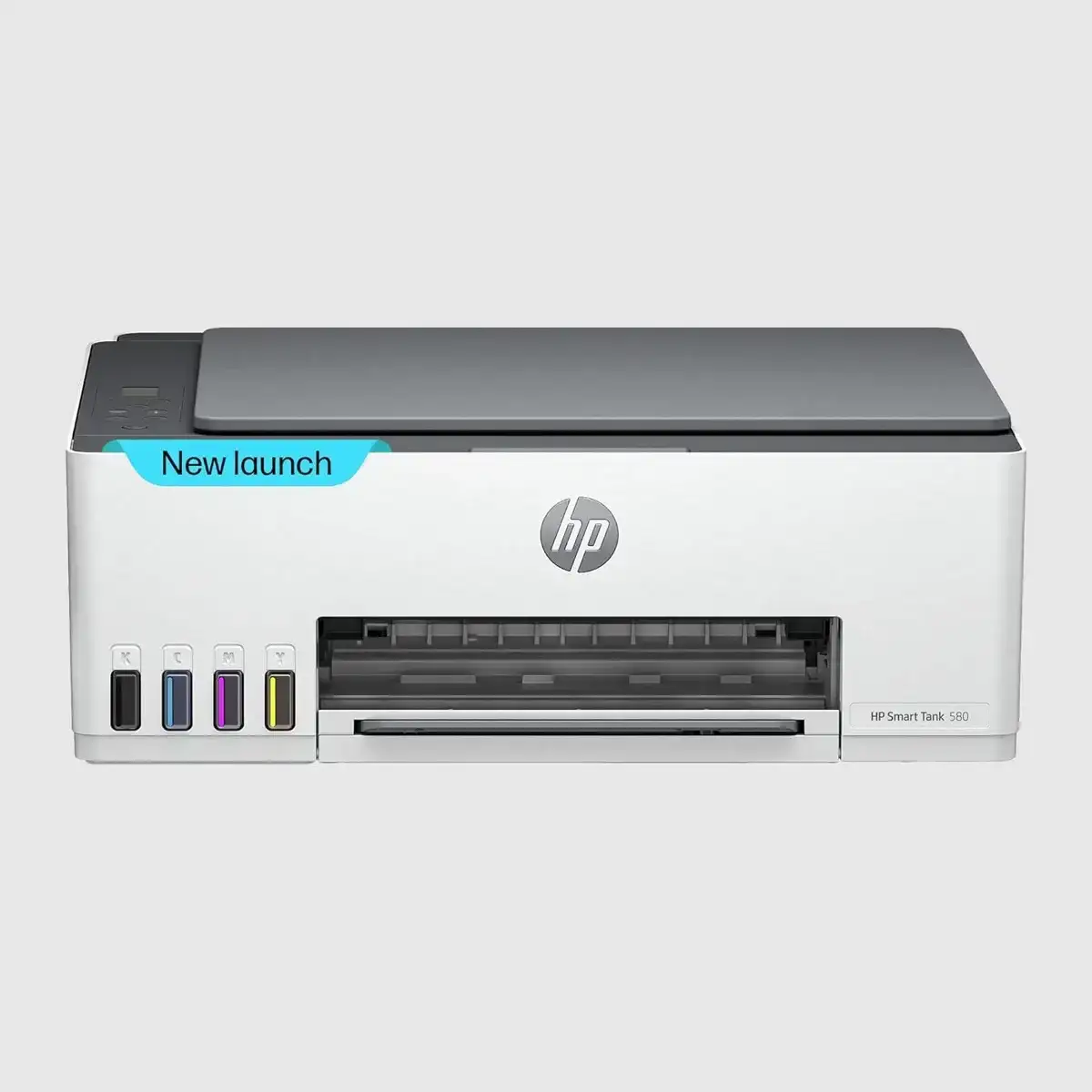 HP Smart Tank 580 color multifunction printer. Print, copy, and scan wirelessly. Ink tank system for affordable printing.