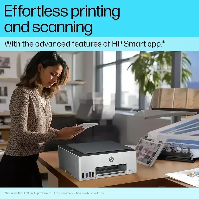 HP Smart Tank 580 A4 Ink Tank Colour Multifunction Printer | 12 PPM (Black) and 5 PPM (Color) | 64 MB |  USB 2.0, Wireless or Wi-Fi | Print, Copy, Scan | 1 Year Warranty image 2