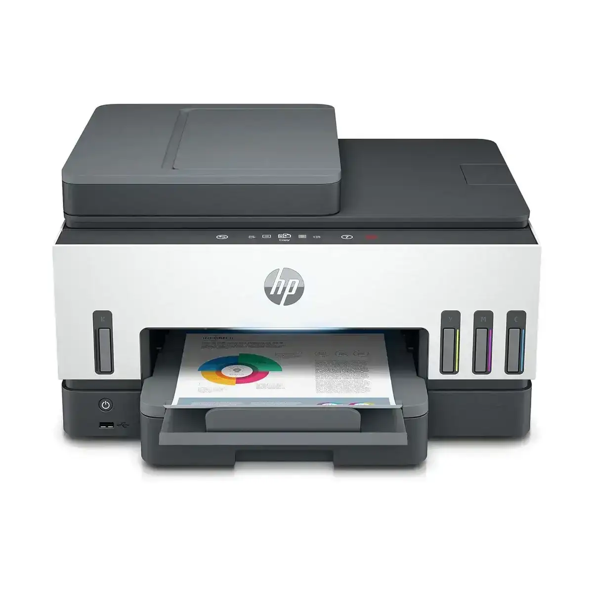 HP Smart Tank 790 color multifunction printer with ADF and duplex printing. Print, copy, scan, fax via USB, Ethernet or Wi-Fi.