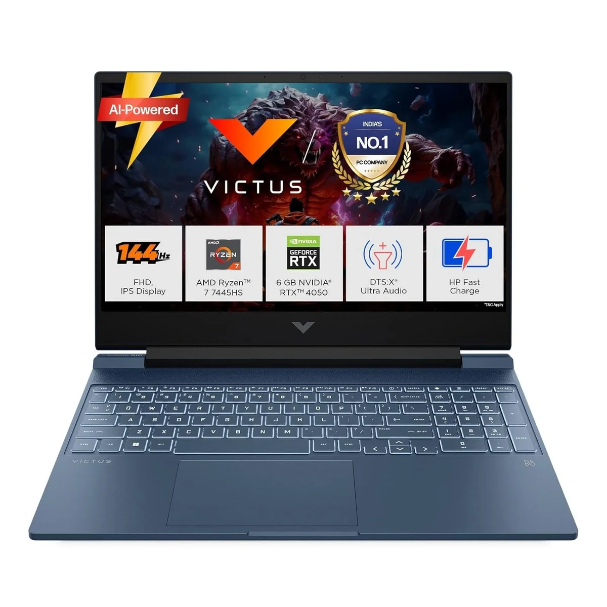 HP Victus fb3130AX AMD Ryzen 7, RTX 4050 Graphic Card, 16GB DDR5, 512GB SSD, 15.6-inch 144Hz FHD IPS Gaming Laptop