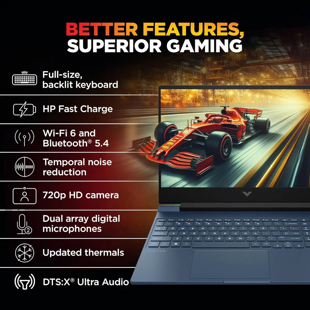 HP Victus AMD Ryzen 7 7445HS, RTX 4050 Graphic Card, 16GB DDR5, 512GB SSD, Backlit Keyboard, Win 11 Home, MS Office Home 2024, 1 Year Microsoft 365 Basic Free, 15.6-inch 144Hz FHD IPS, fb3130AX, Gaming Laptop image 6
