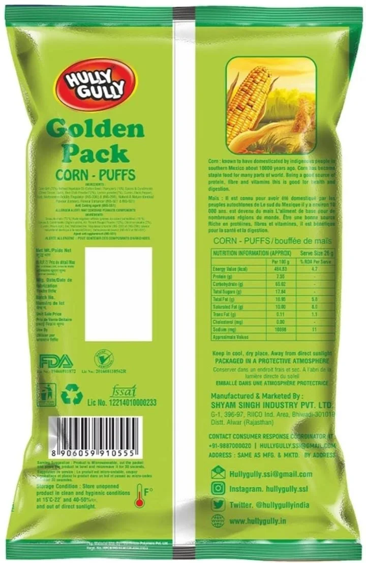  Hully Gully Corn-Puffs - Nimbu Masala, Baked, Golden Pack, 120 g image 3