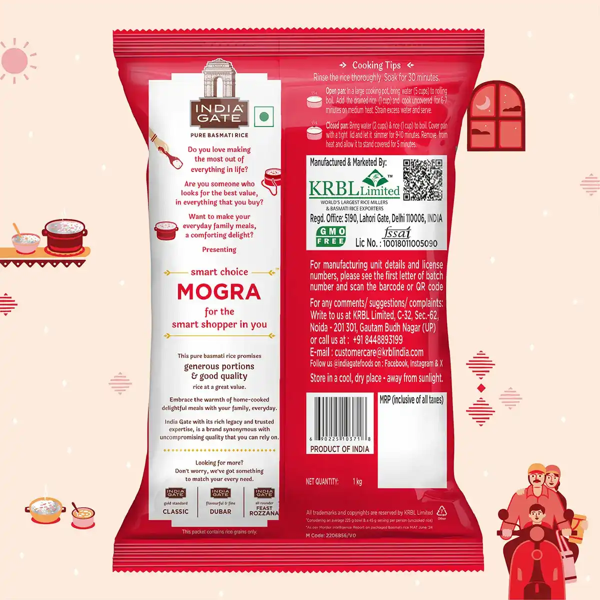  India Gate Basmati Rice - Mogra, 1kg Pouch image 2