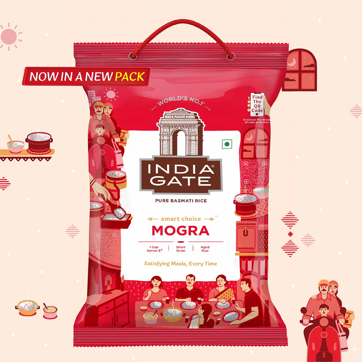  India Gate Basmati Rice - Mogra, 1kg Pouch image 3