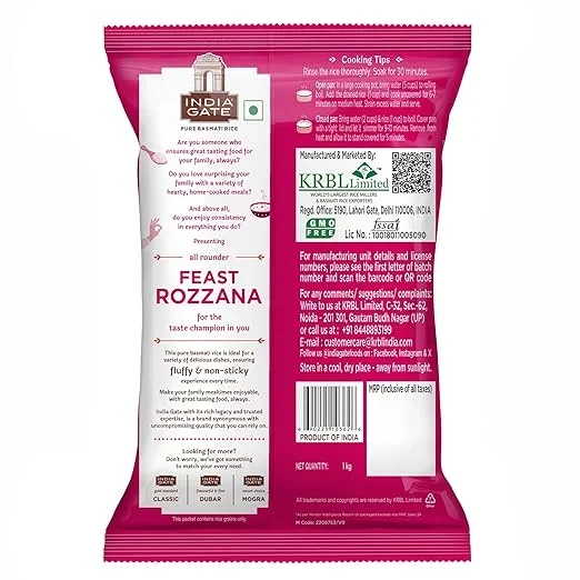 India Gate Basmati Rice Pouch 1 kg (Rozzana) – Family-Friendly Rice image 2