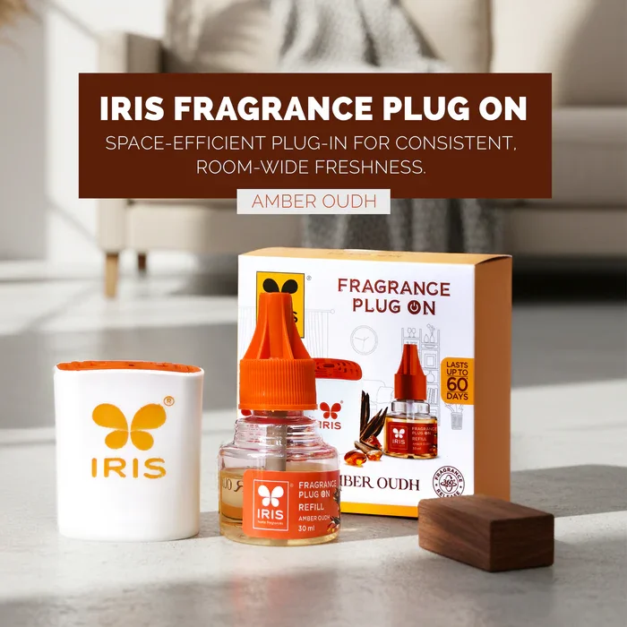 IRIS Amber Oudh Fragrance Plug On | Electric Air Freshener + 30ml Refill image 4
