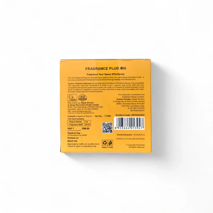 IRIS Amber Oudh Fragrance Plug On | Electric Air Freshener + 30ml Refill image 8