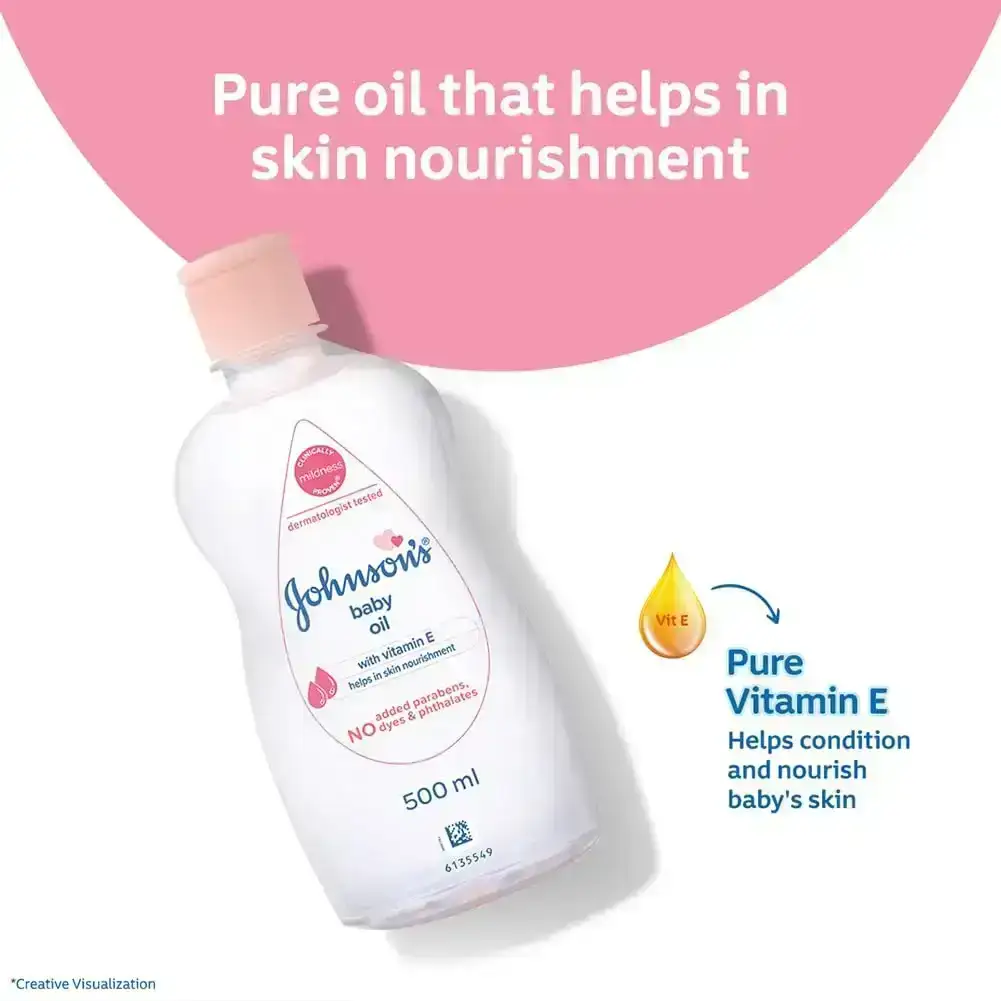 Johnson's Non-Sticky Baby Oil with Vitamin E,500ml image 6
