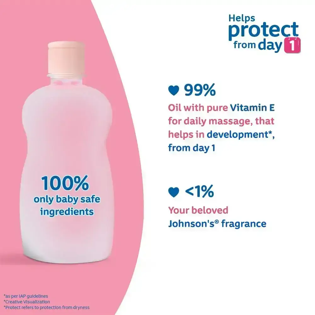 Johnson's Non-Sticky Baby Oil with Vitamin E,500ml image 7