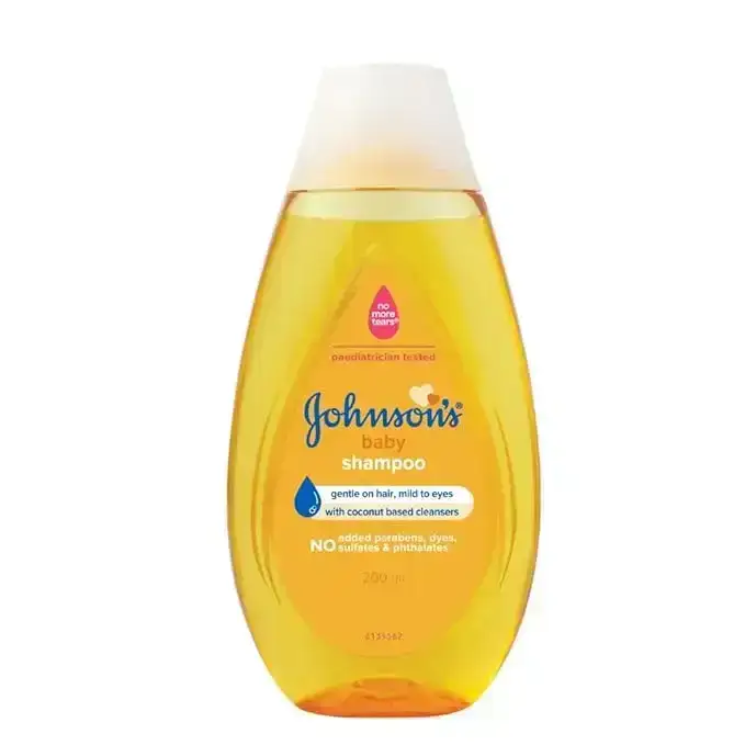 Johnson's Baby Shampoo, 200ml bottle. Gentle, tear-free formula for clean and soft baby hair. Trusted baby care product.