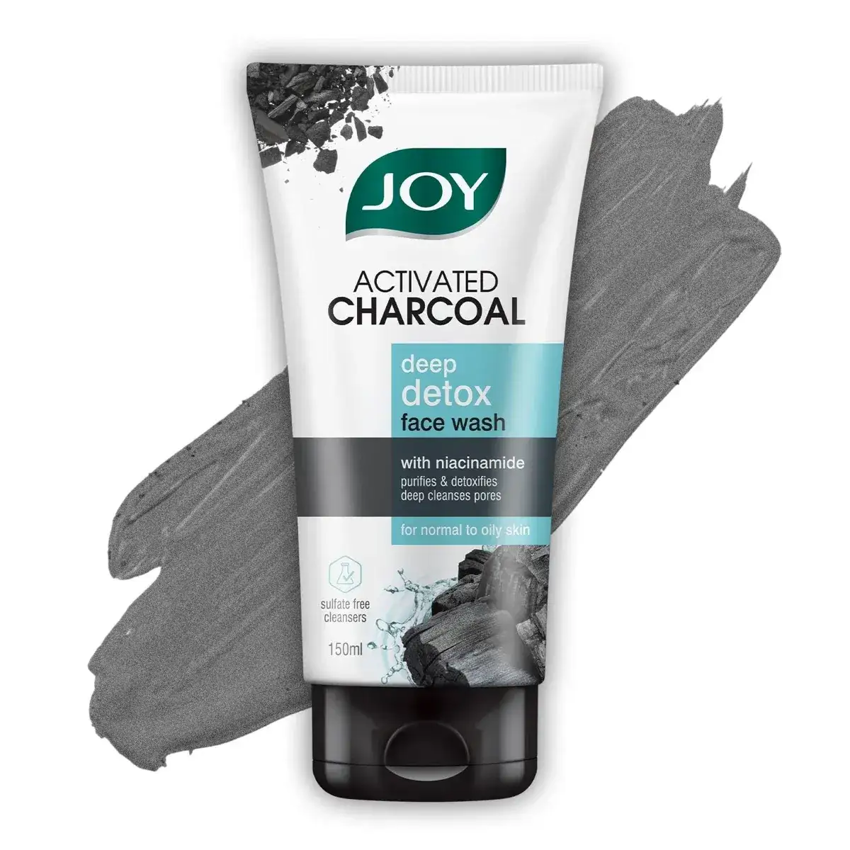Joy Activated Charcoal Face Wash 150ml for oily skin. Deep cleansing face wash to remove dirt and oil.