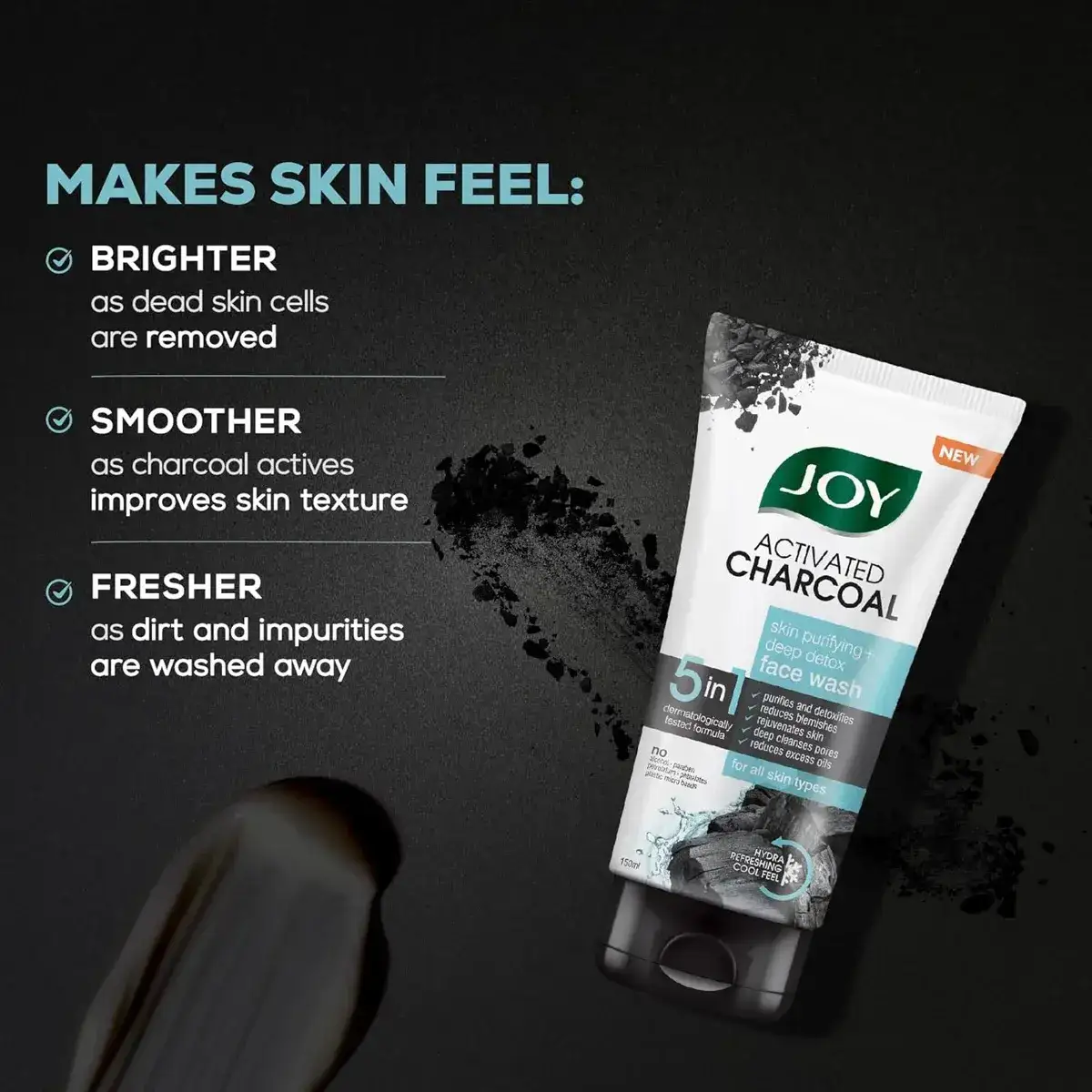 Joy Activated Charcoal Face Wash for Oily Skin, 150ml image 4