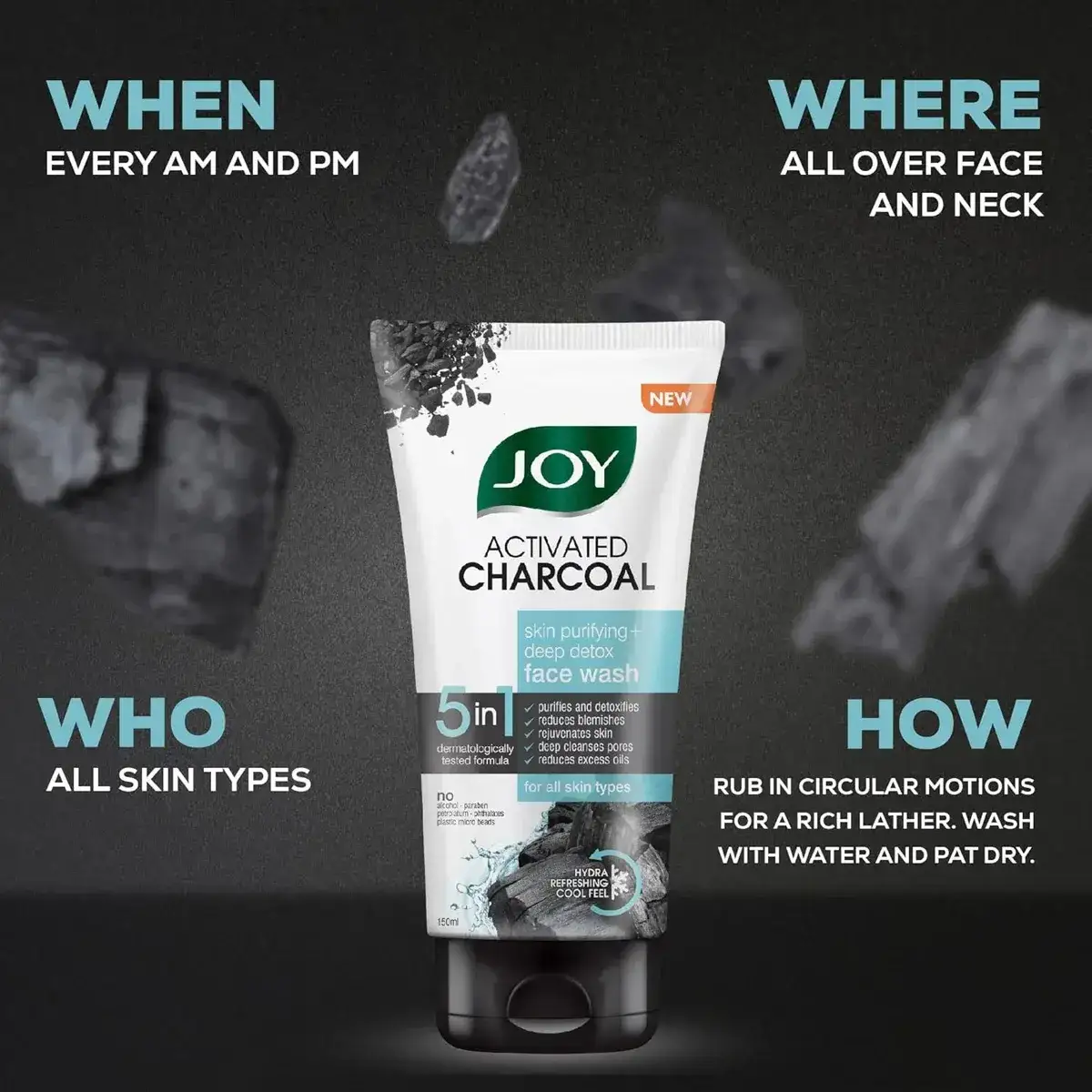 Joy Activated Charcoal Face Wash for Oily Skin, 150ml image 7