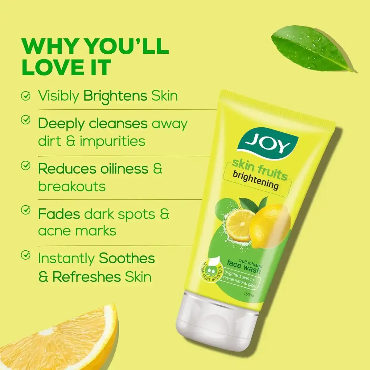 Joy Skin Fruits Lemon Brightening Face Wash, 150ml image 3