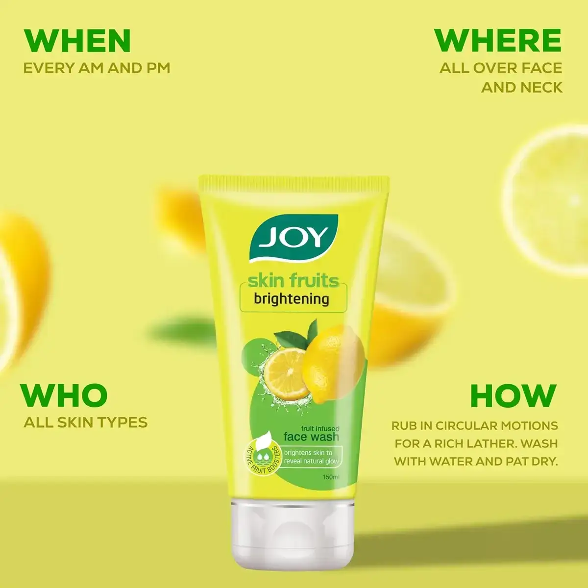 Joy Skin Fruits Lemon Brightening Face Wash, 150ml image 2