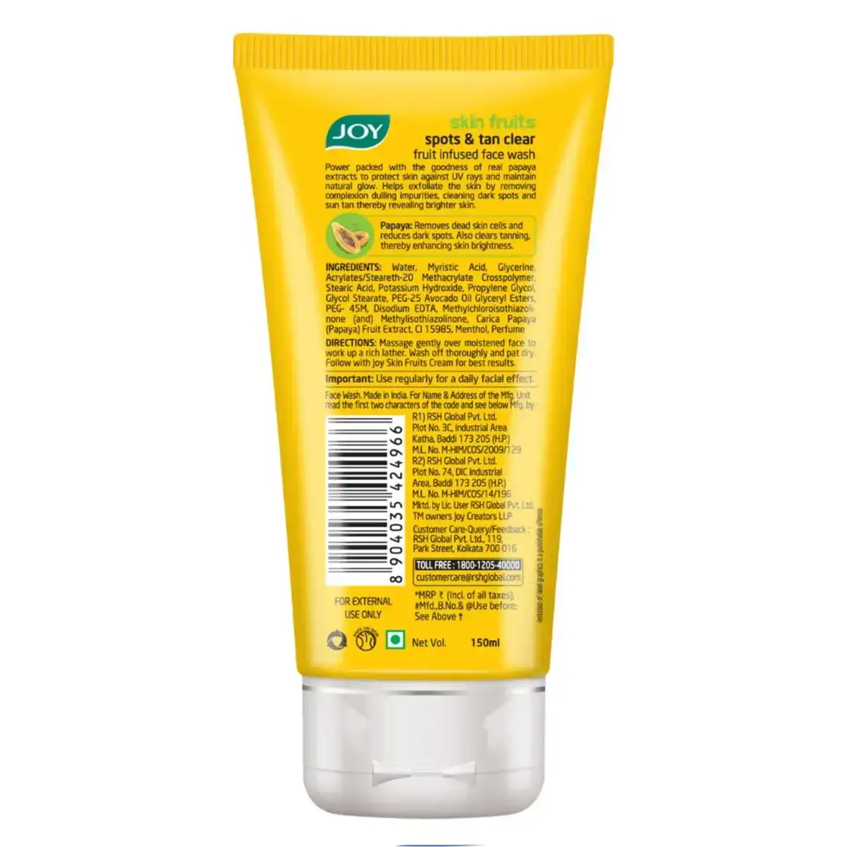 Joy Skin Fruits Spots & Tan Clear Face Wash, 150ml image 2