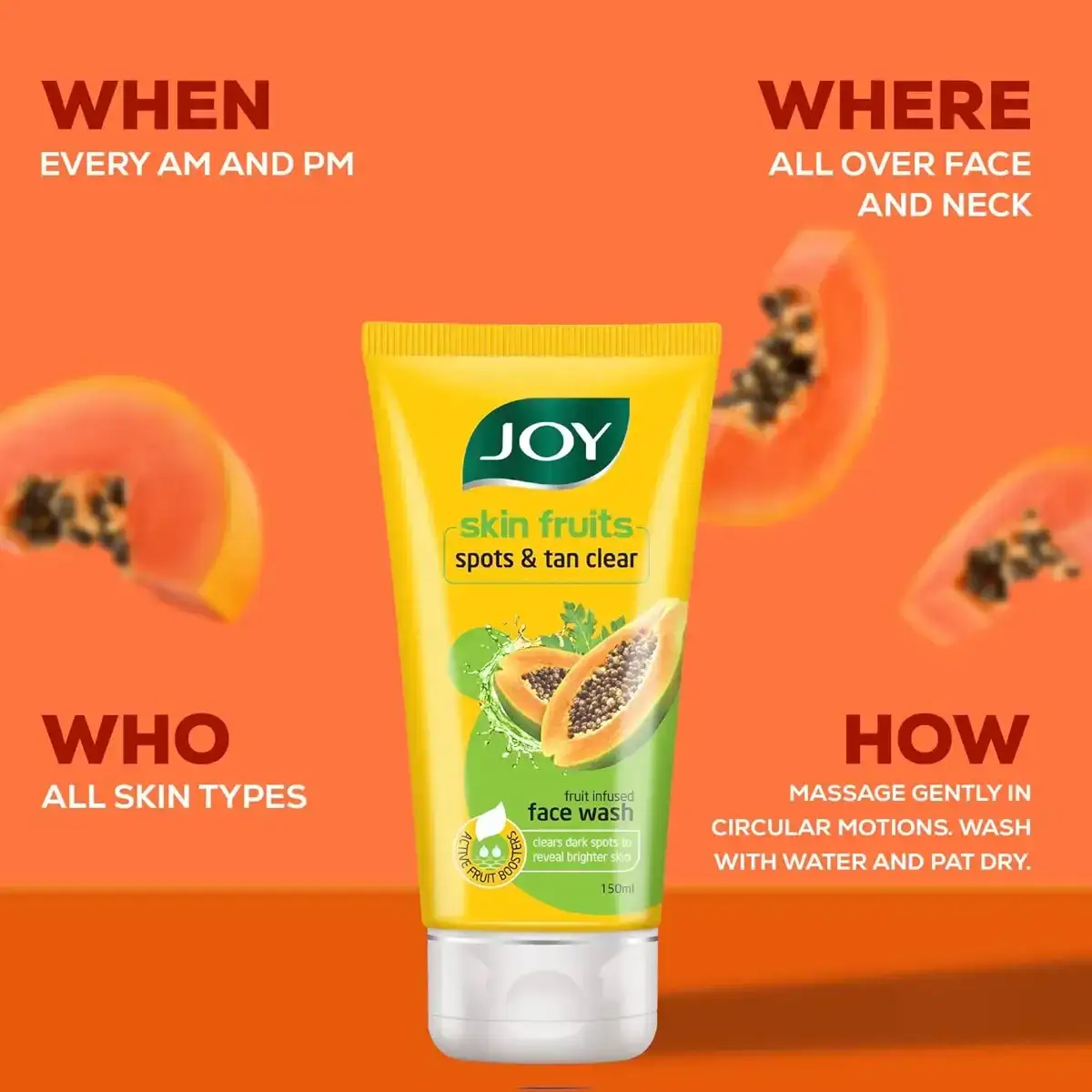 Joy Skin Fruits Spots & Tan Clear Face Wash, 150ml image 3
