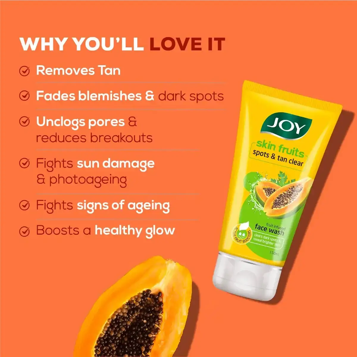 Joy Skin Fruits Spots & Tan Clear Face Wash, 150ml image 4