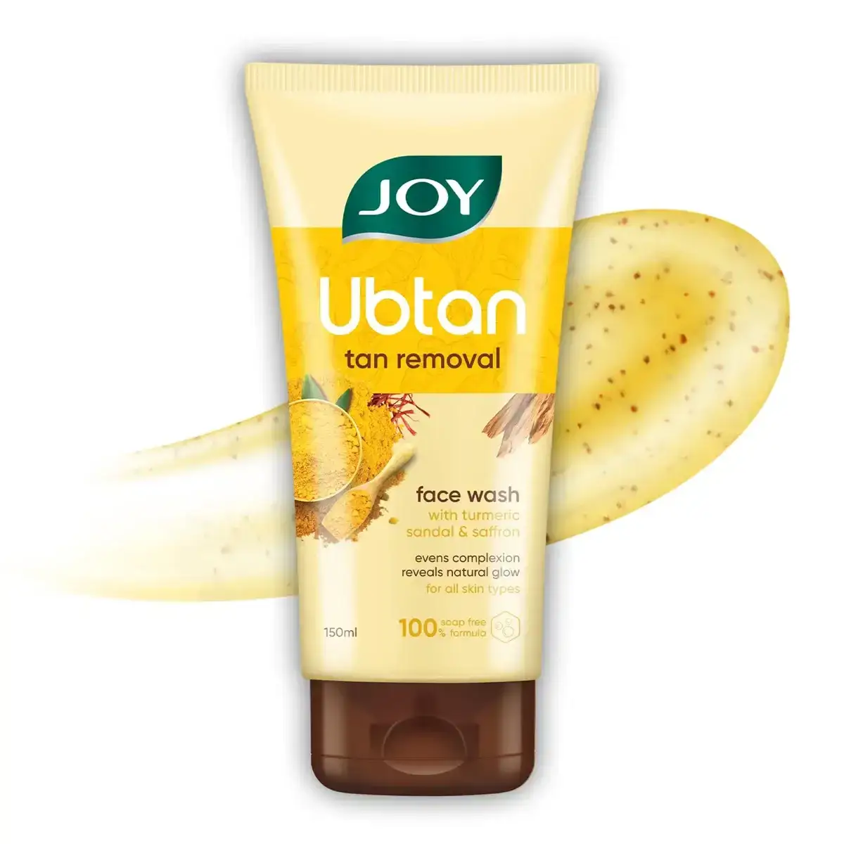 Joy Ubtan Tan Removal Face Wash 150ml. Ayurvedic cleanser for removing tan and brightening skin.