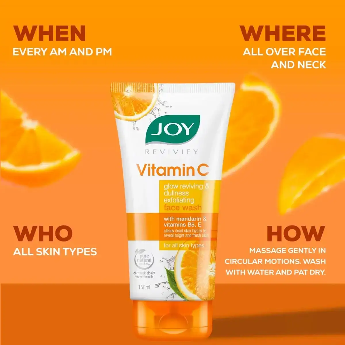 Joy Vitamin C Brightening Face Wash For Bright and Glowing Skin, 150ml image 2